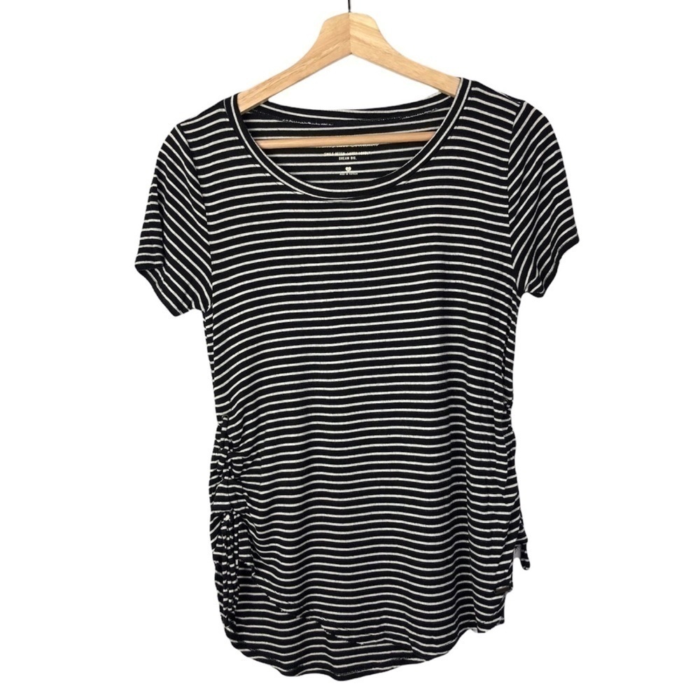 Hollister Black & White Stripe Must Have Easy Lace Up‎ T-Shirt XS